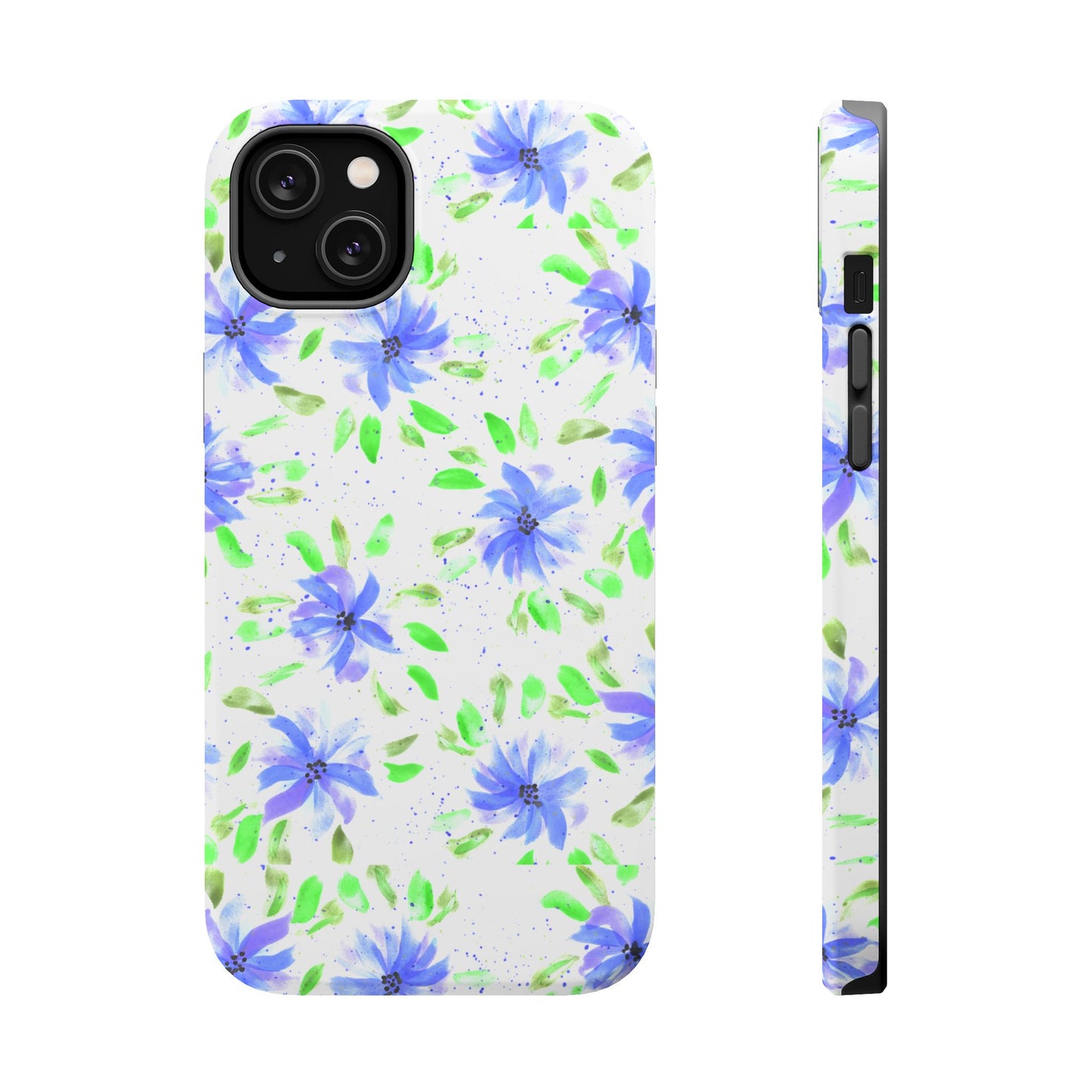 Floral Blue Watercolor Phone Case — Magnetic Impact-Resistant