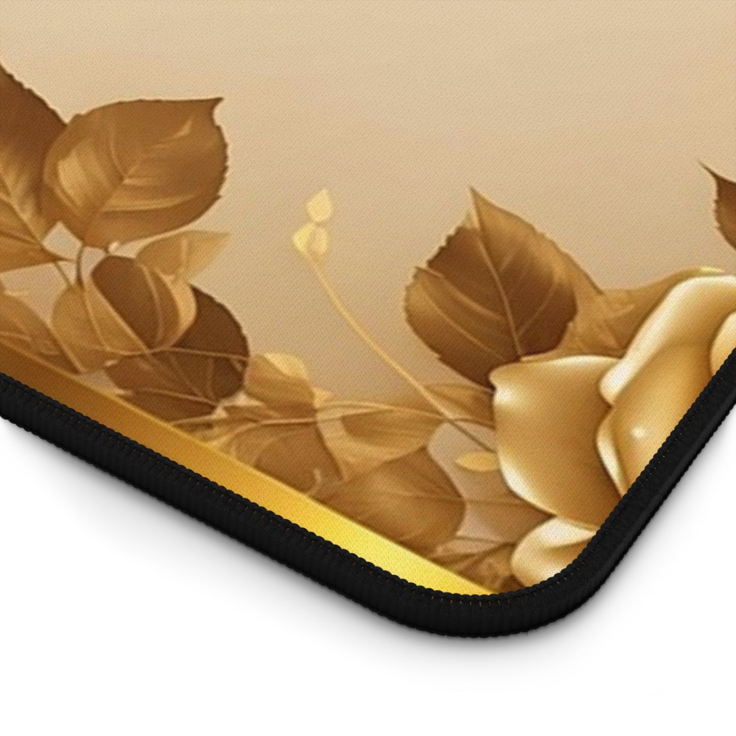 Gold Floral Desk Mat — Customizable Elegant Mouse Pad with "Print it your way" Design