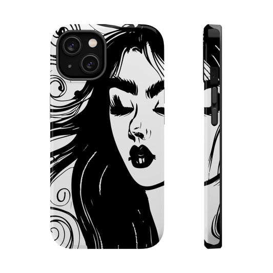 Artistic Black & White Portrait Phone Case — Magnetic Impact-Resistant