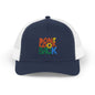 Don’t Look Back Snapback Trucker Cap — Retro Rainbow Embroidered Hat