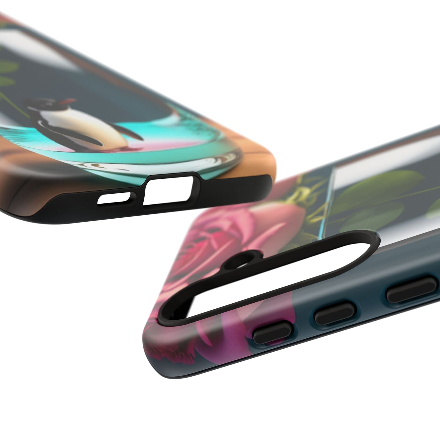 Penguin in a Glass Floral Tough Phone Case — Cute Protective Phone Cover