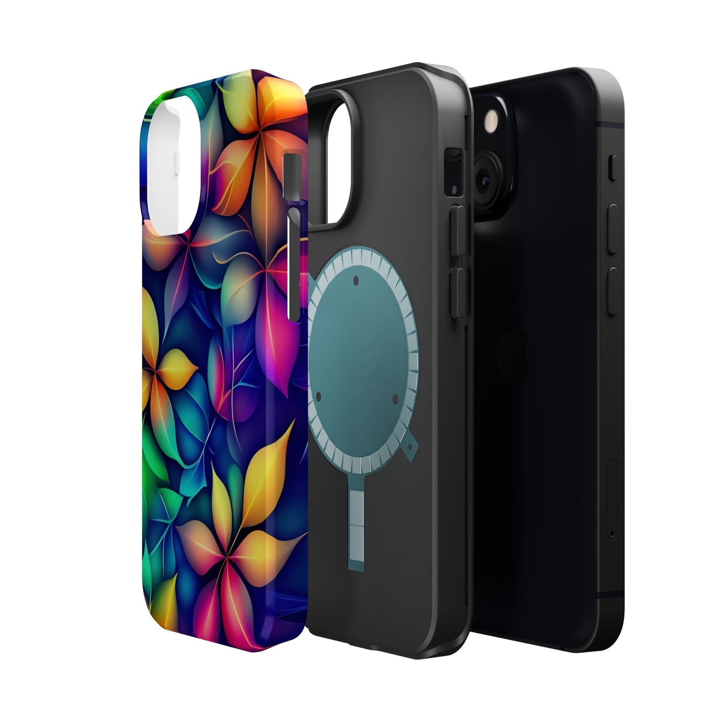 Floral Prism Magnetic Impact-Resistant Phone Case — Colorful Gradient Petal Design