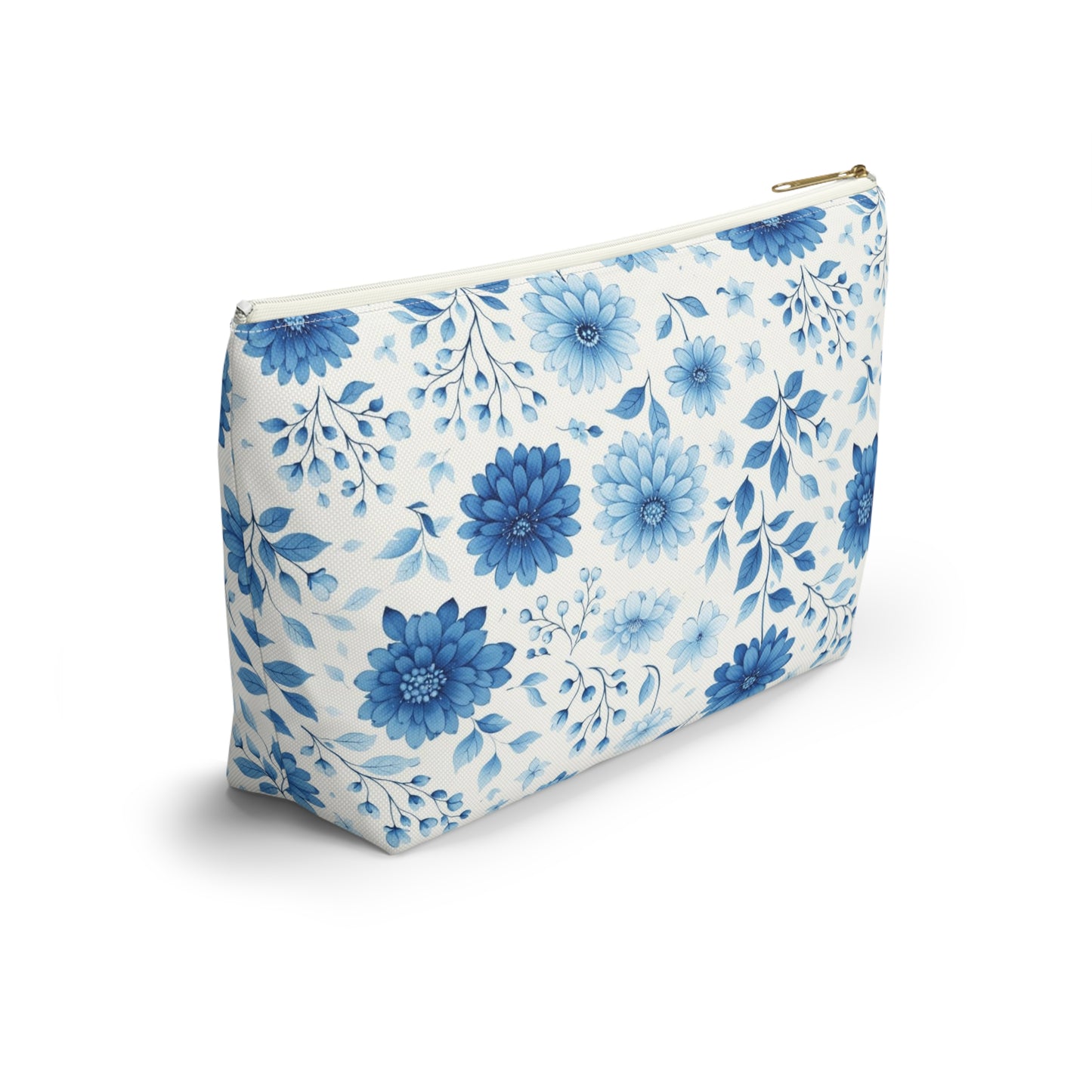 Blue Floral Accessory Pouch — T‑Bottom Makeup & Travel Bag