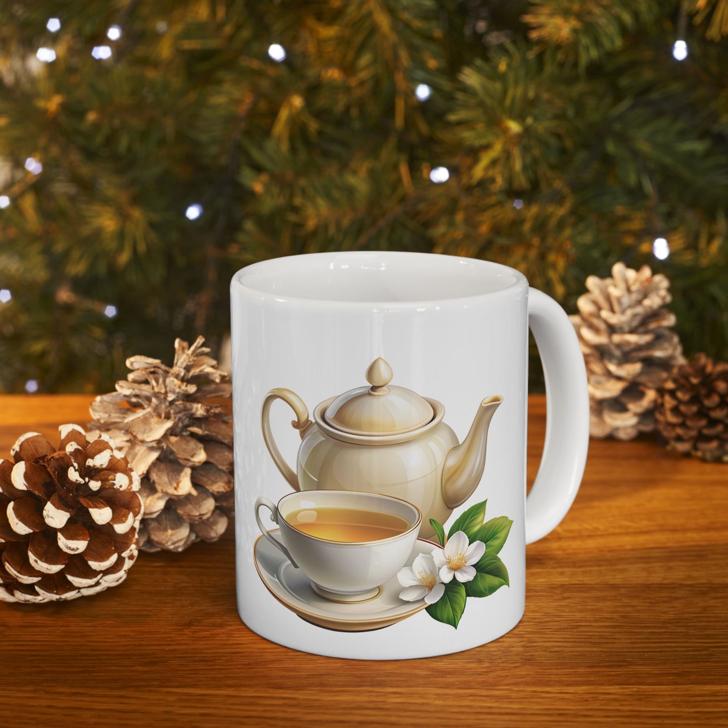 Elegant Tea-Themed Ceramic Mug, Perfect Gift for Tea Lovers, Home Decor, Mother's Day, Gift for Her, Cozy Mornings, Kitchenware