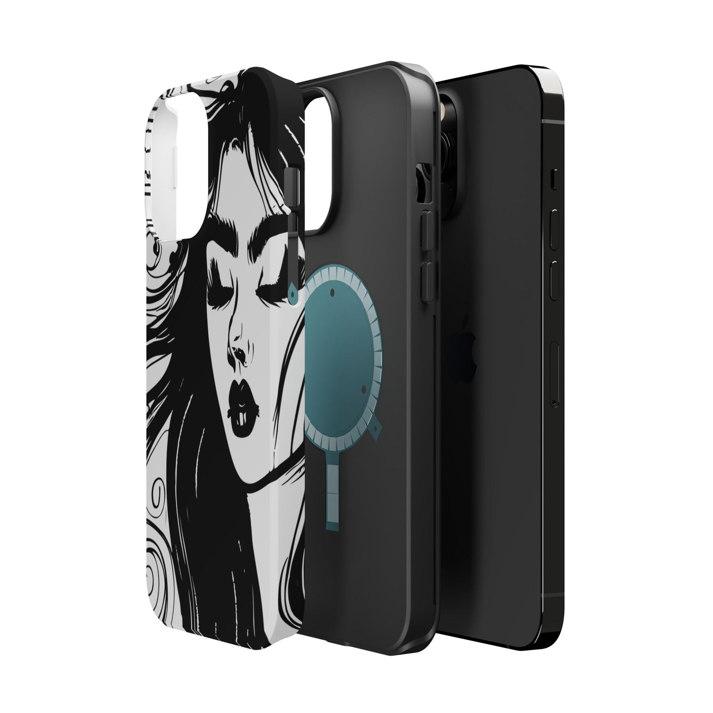 Artistic Black & White Portrait Phone Case — Magnetic Impact-Resistant