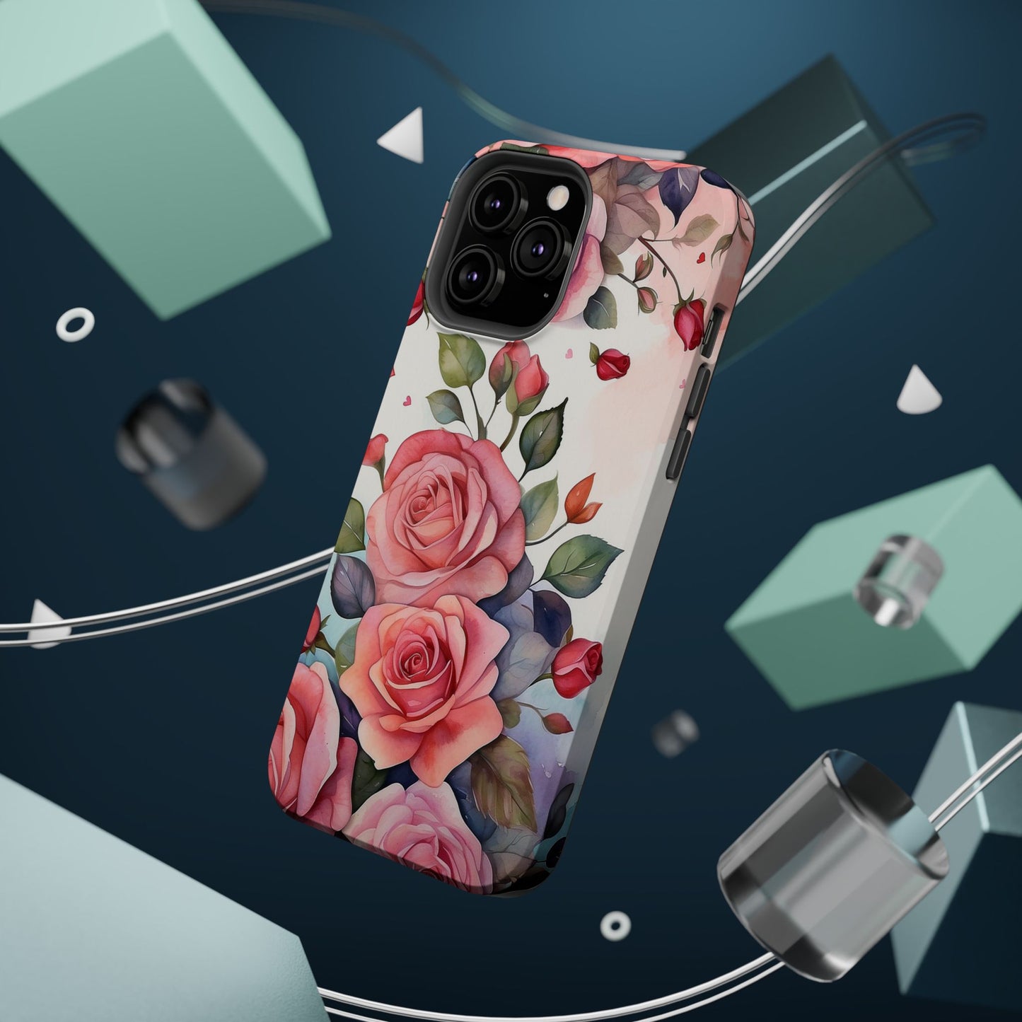 Floral Rose Magnetic Phone Case — Impact-Resistant Protective Cover