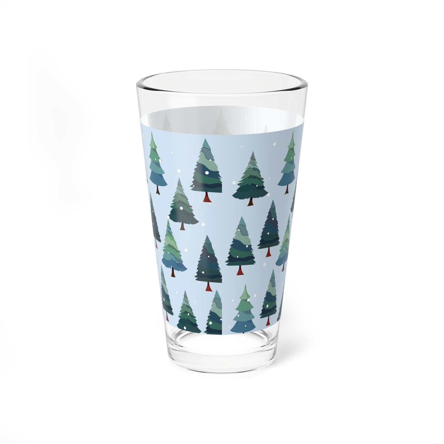 Festive Christmas Mixing Glass, 16oz Drinkware, Holiday Decor, Pine Tree Design, Perfect for Parties, Gift for Home
