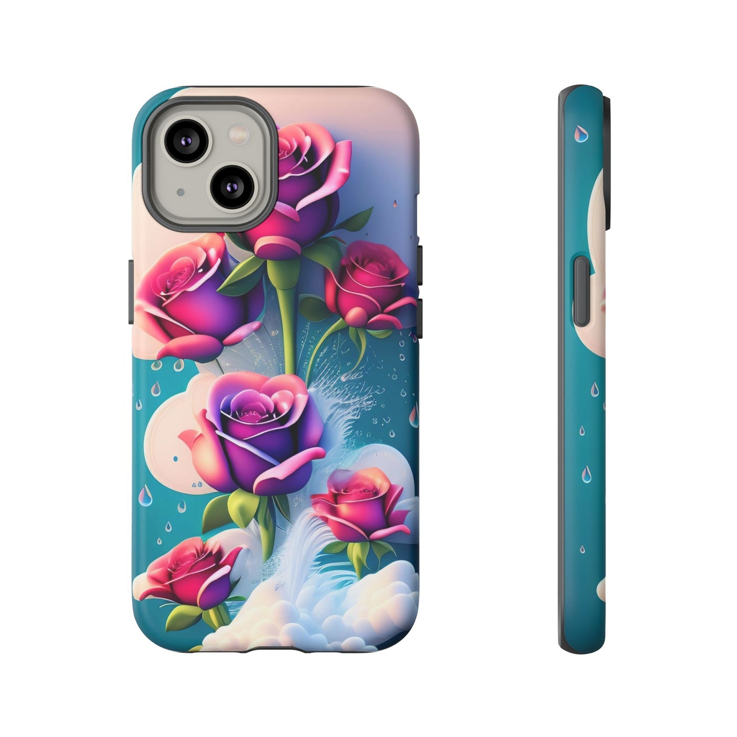 Floral Dream Tough Phone Case — Rose Bouquet Clouds Design