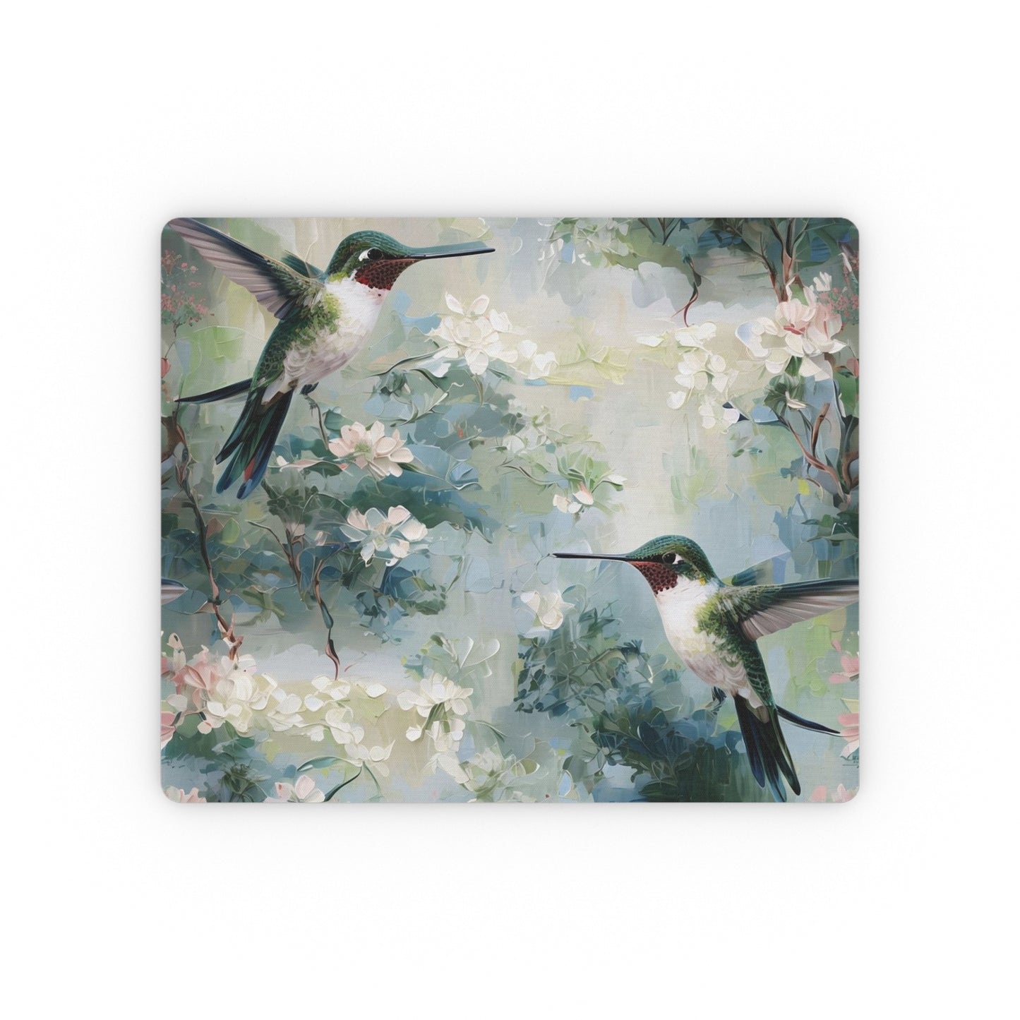Hummingbird Floral Mouse Pad — Rectangular Artistic Desk Mat