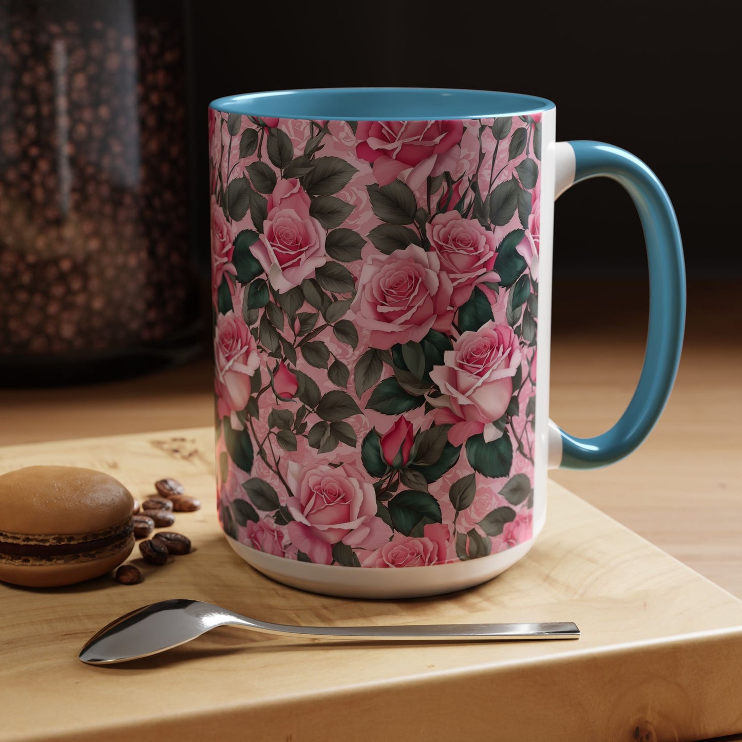 Floral Accent Coffee Mug, Pink Rose Mug, Gift for Her, Tea Cup, Mother's Day Present, Home Decor, Kitchen Essentials