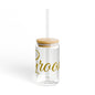 Stylish Sipper Glass with Bamboo Lid - Perfect for Smoothies