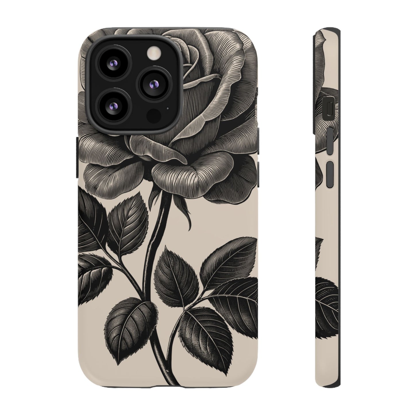 Black Rose Phone Case, Tough Cases with Floral Design, Elegant Tech Accessory, Gift for Flower Lovers, Stylish Protection