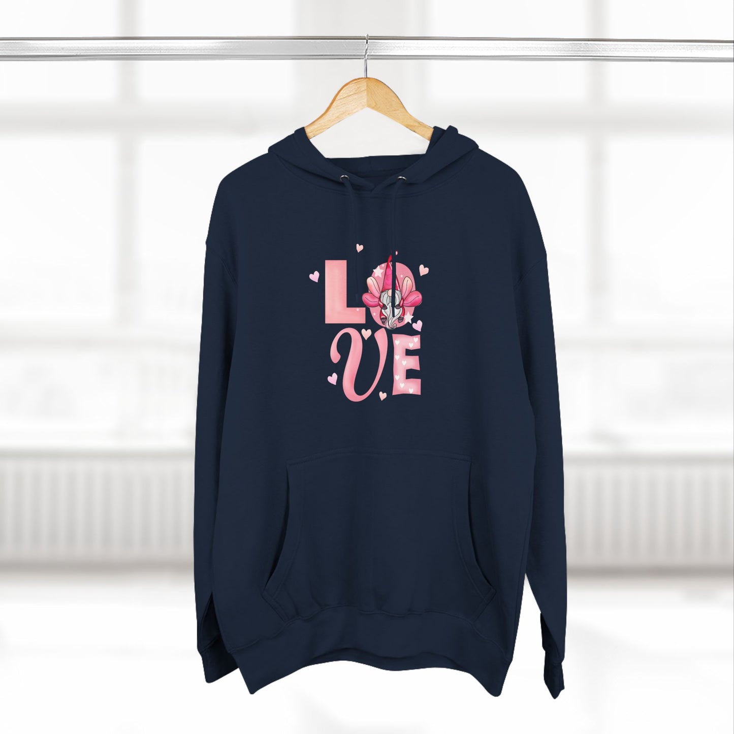Love Blossom Hoodie — Pink Floral "LOVE" Graphic Fleece Hoodie