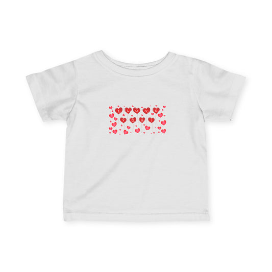 Infant Tee — Red Heart Pattern Baby Shirt (Valentine’s Day)
