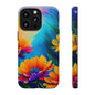 Floral Burst Tough Phone Case — Vibrant Watercolor Flowers Protective Cover