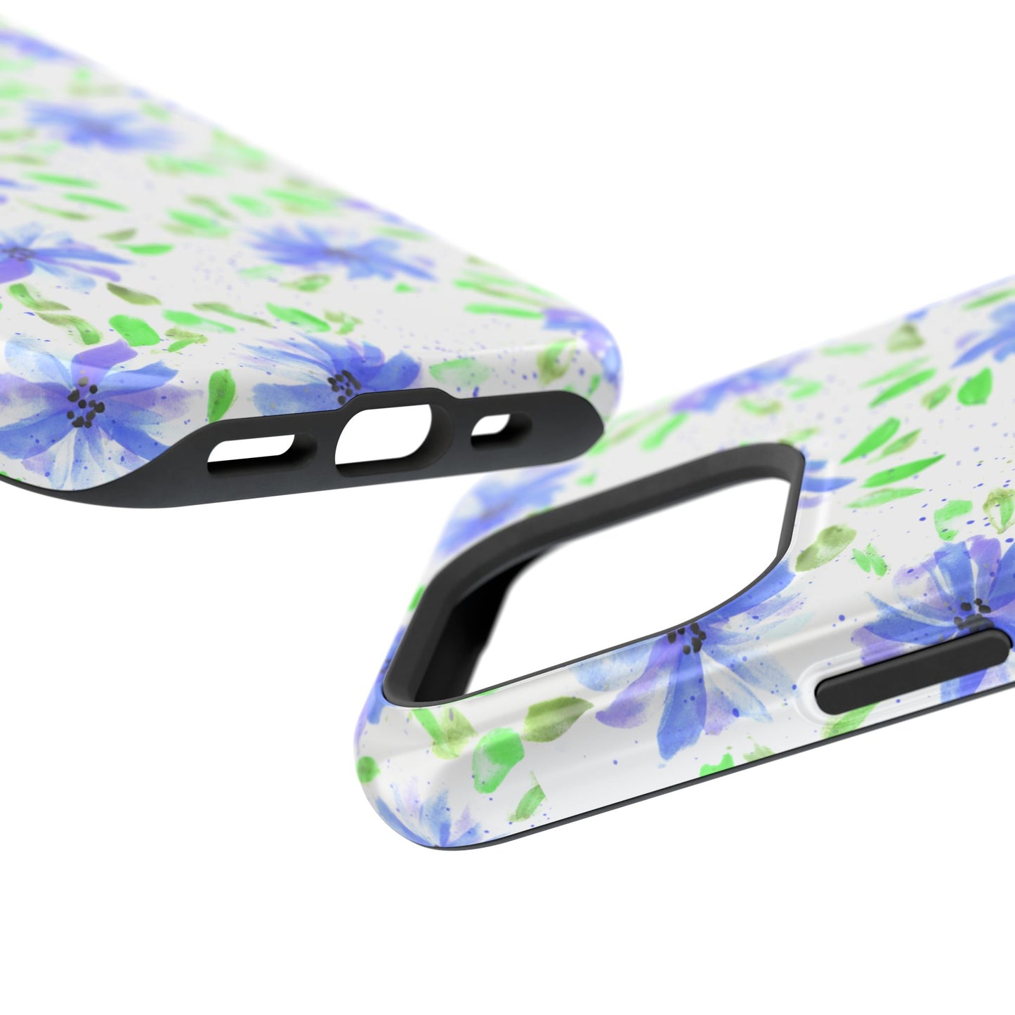 Floral Blue Watercolor Phone Case — Magnetic Impact-Resistant