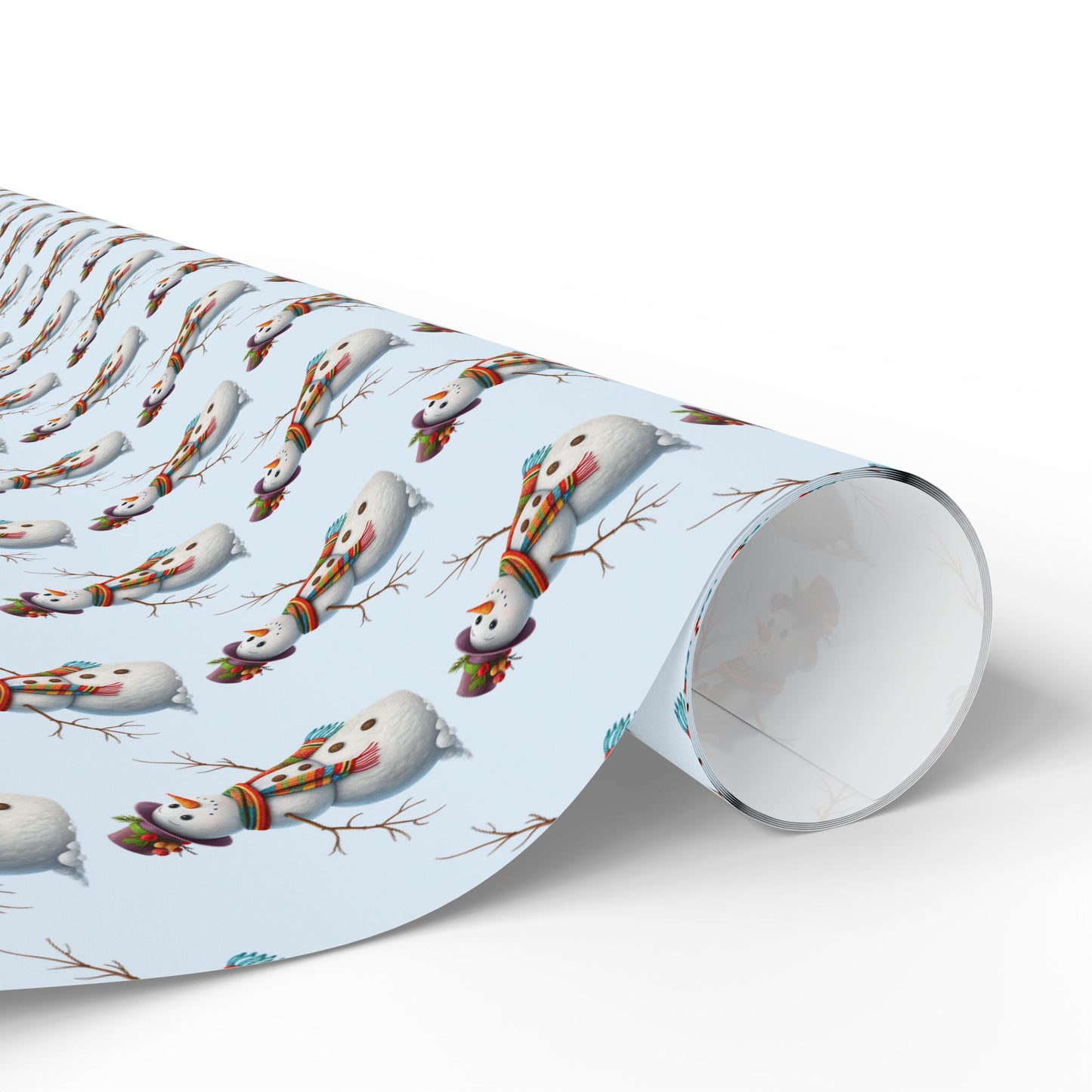 Snowman Pattern Wrapping Paper Roll — Festive Holiday Gift Wrap