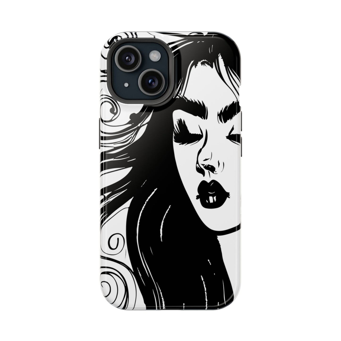 Artistic Black & White Portrait Phone Case — Magnetic Impact-Resistant