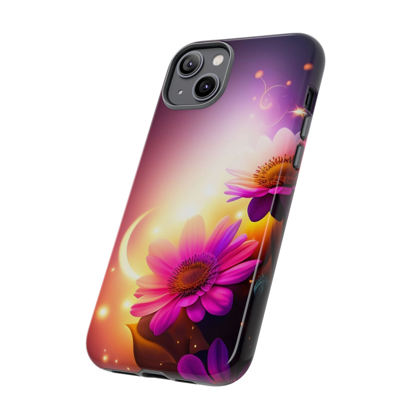 Floral Moonlight Phone Case – Purple Daisy Protective Cover