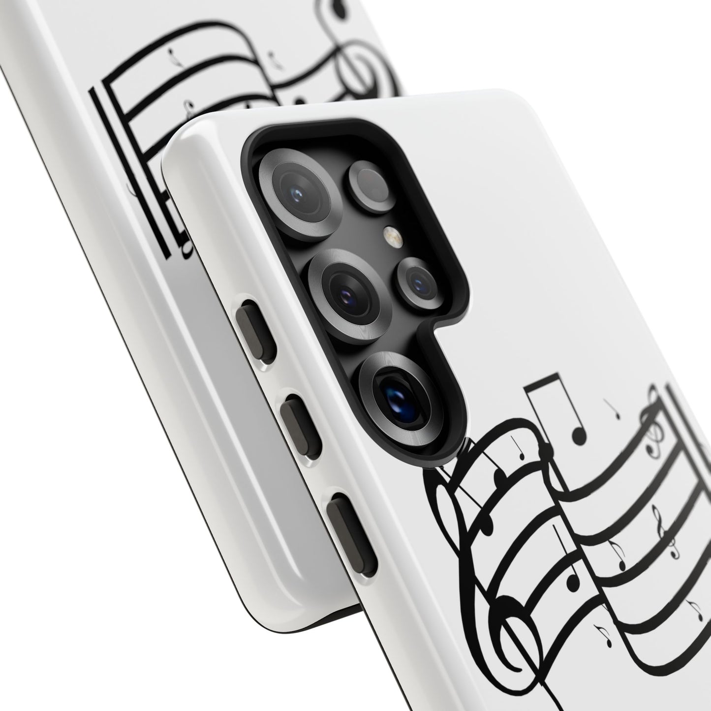 Musical Notes Phone Case — Black Treble Clef Music Staff Tough Case