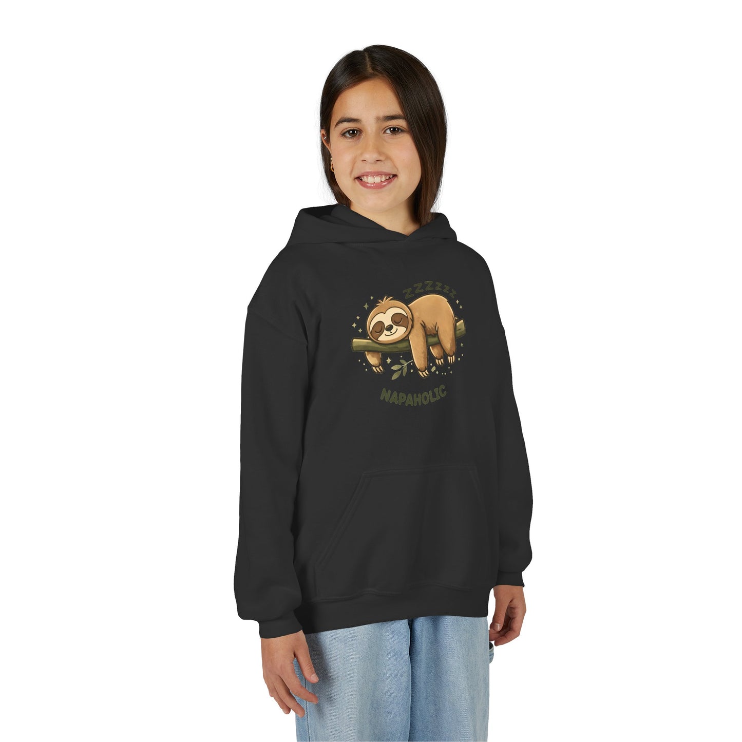 Youth Hoodie — 'Napaholic' Cute Sleeping Sloth Pullover