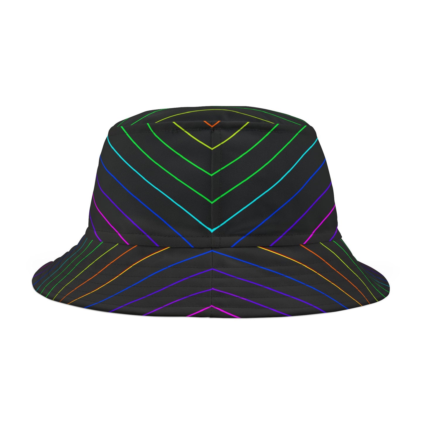 Neon Stripe Bucket Hat — Rainbow Lines Pattern AOP