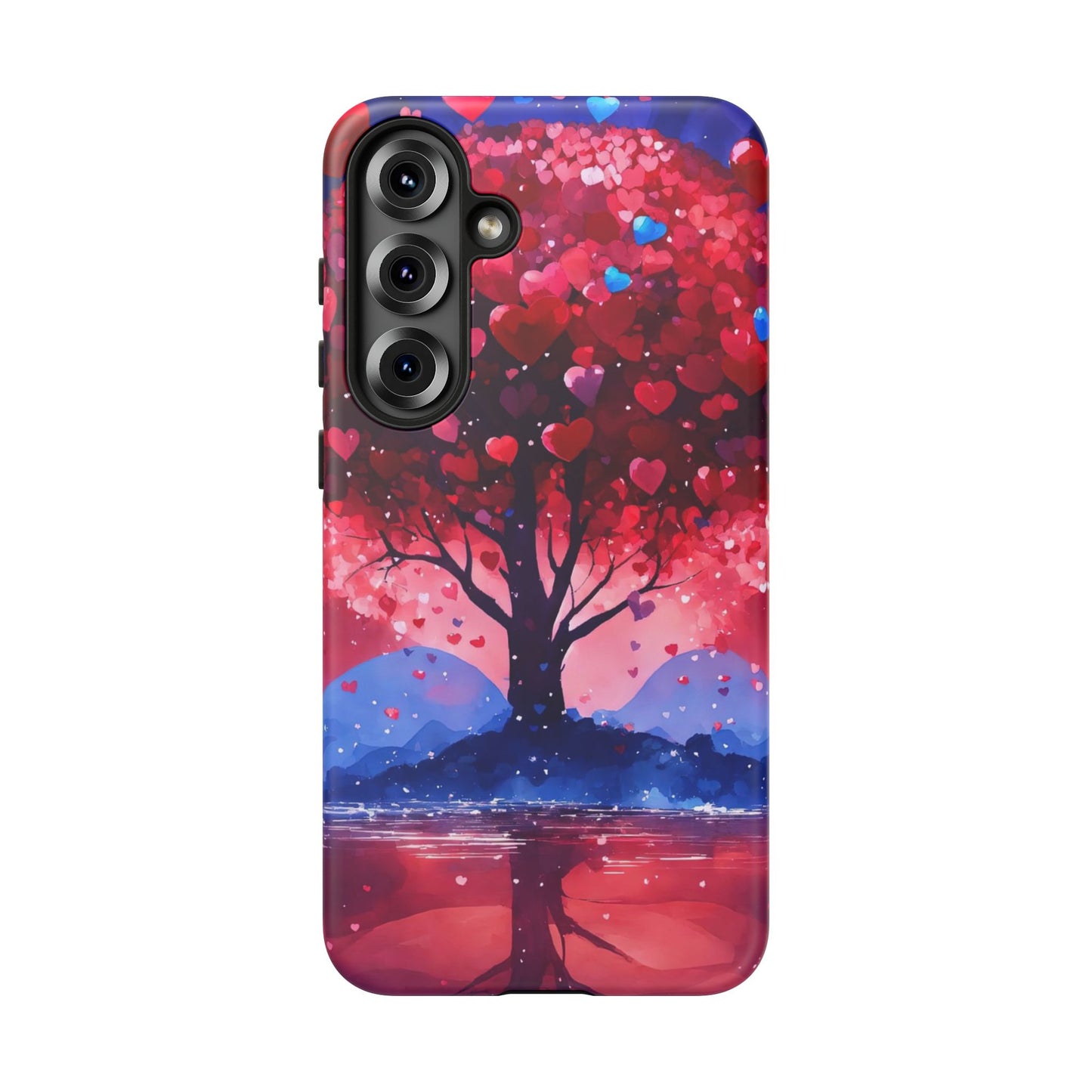 Heart Tree Phone Case — Romantic Red & Blue Protective Tough Case