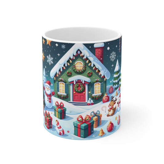 Festive Winter Mug, Holiday Gift, Christmas Coffee Cup, Seasonal Decor, Cozy Beverage Holder