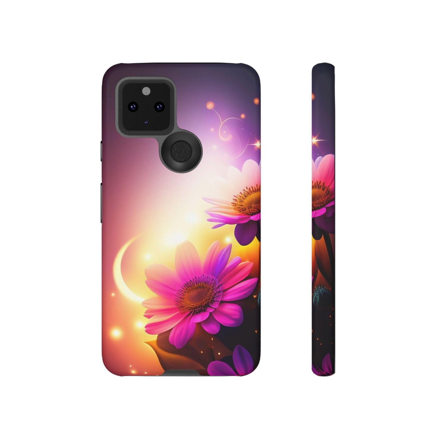 Floral Moonlight Phone Case – Purple Daisy Protective Cover