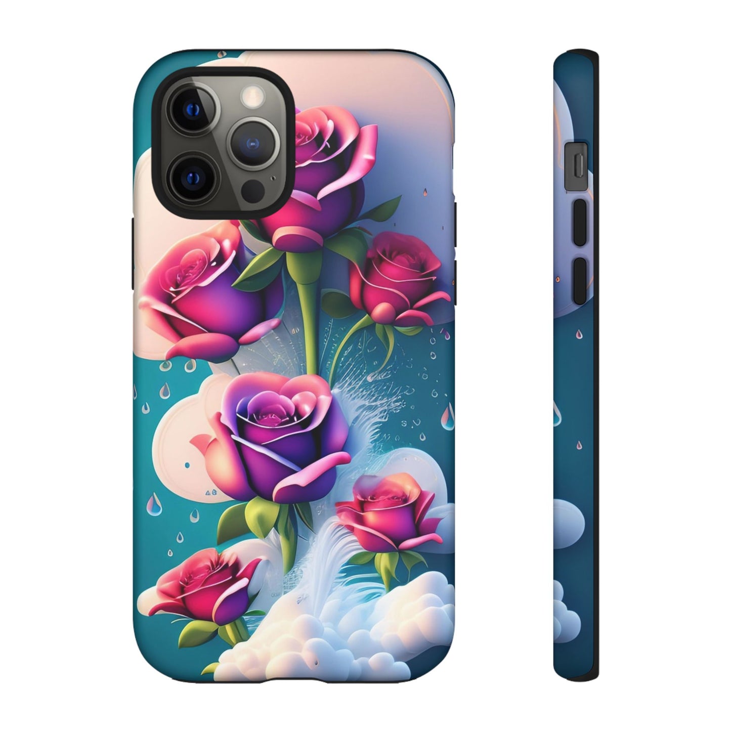 Floral Dream Tough Phone Case — Rose Bouquet Clouds Design