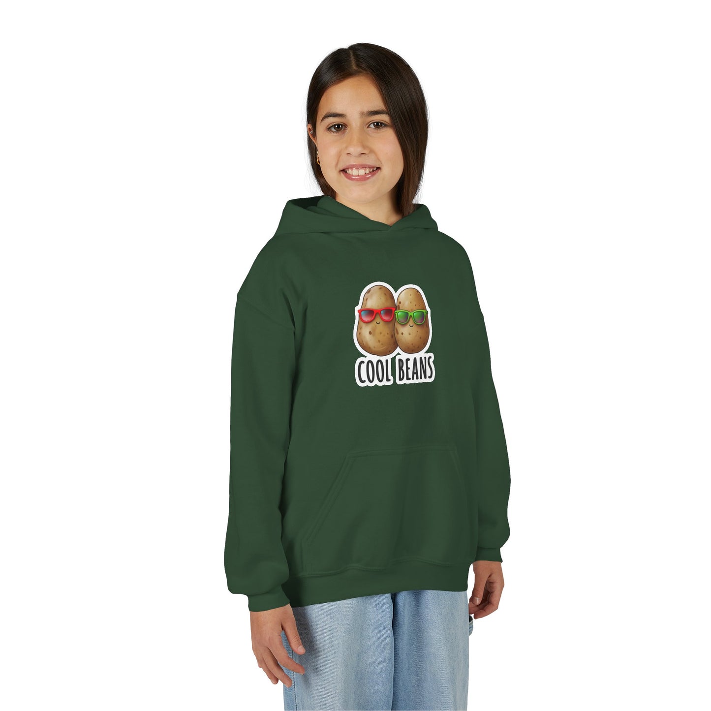 Youth 'Cool Beans' Hoodie – Cute Kids Graphic Sweatshirt with Sunglasses Potato Design