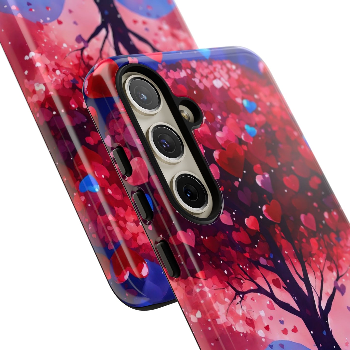 Heart Tree Phone Case — Romantic Red & Blue Protective Tough Case