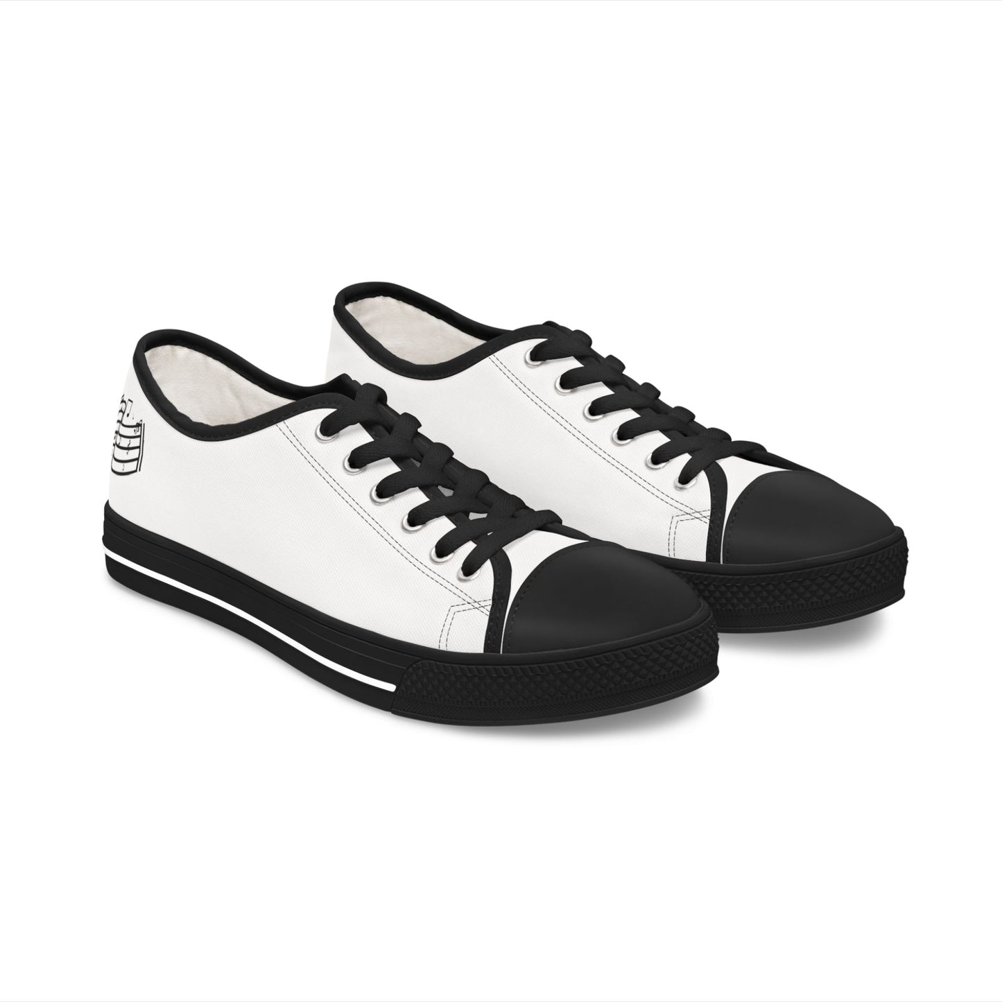 White Low Top Sneakers — Classic Women's Canvas Casual Shoes