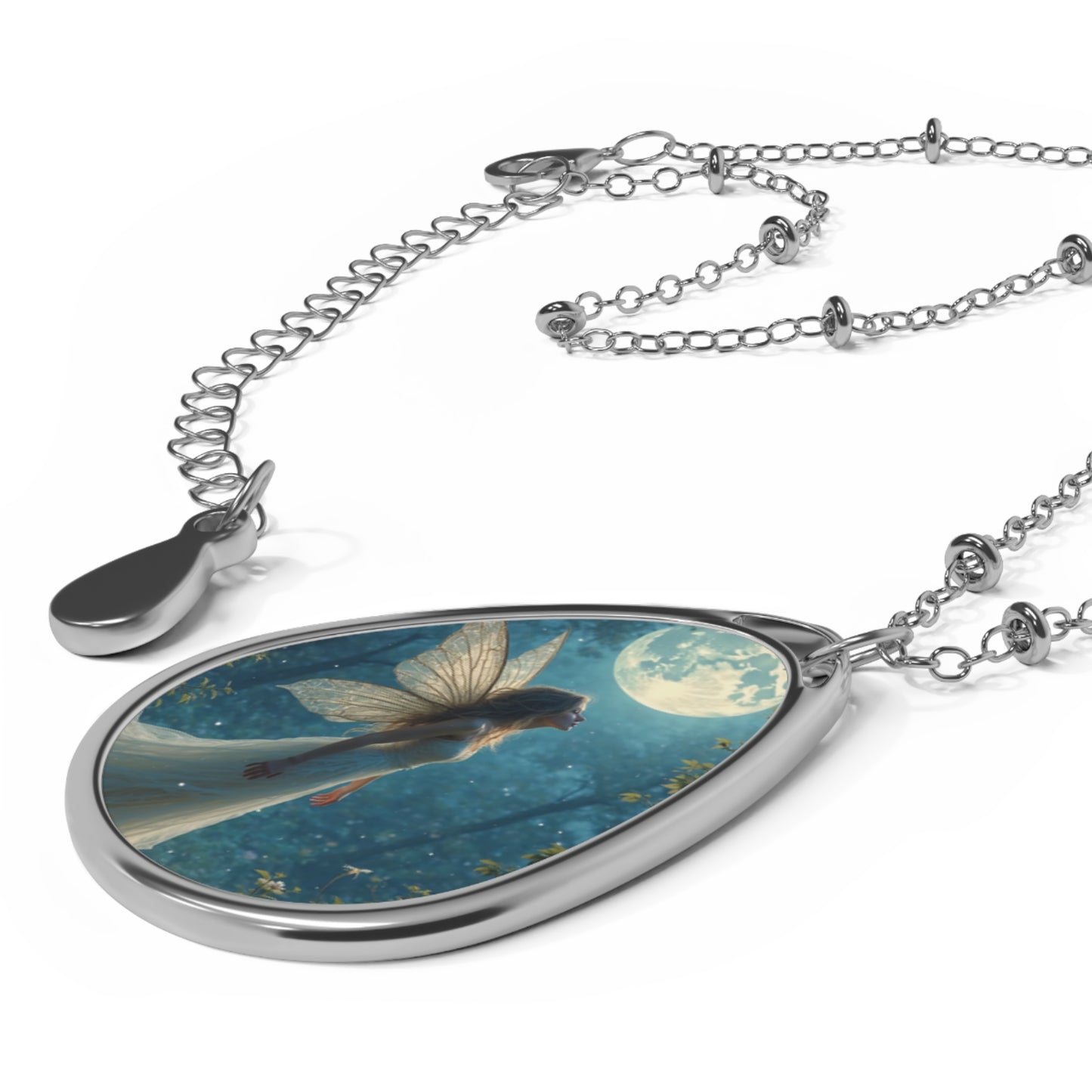 Enchanting Fairy Oval Necklace, Fantasy Jewelry, Moonlight Charm, Gift for Her, Whimsical Statement Piece