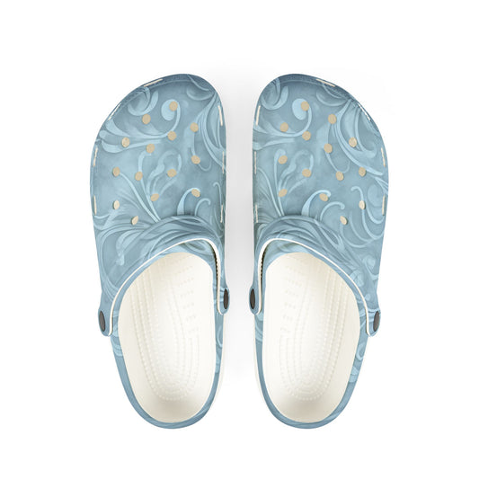 Blue Swirl EVA Foam Clogs — Comfortable Water-Friendly Slip-On Shoes
