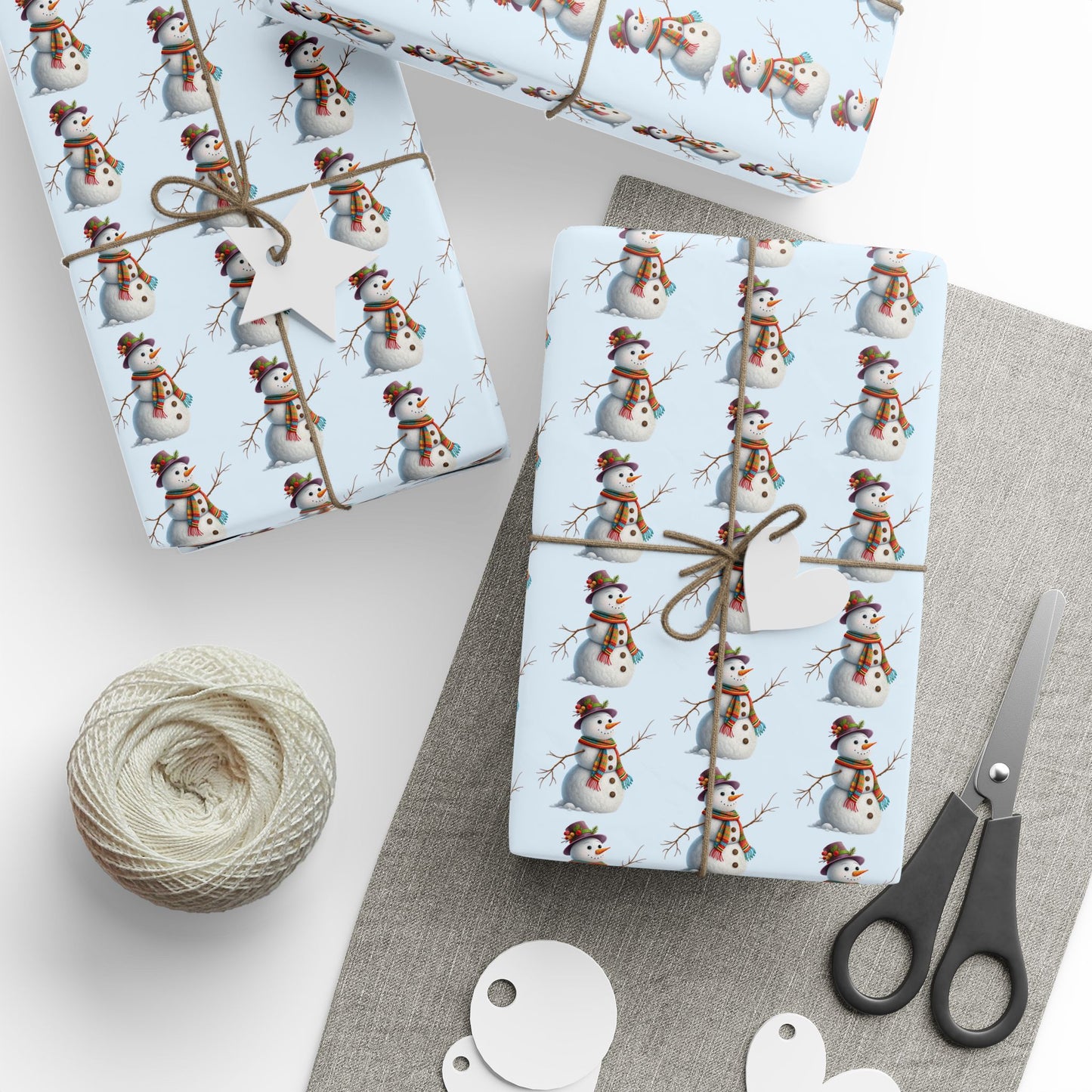 Snowman Pattern Wrapping Paper Roll — Festive Holiday Gift Wrap