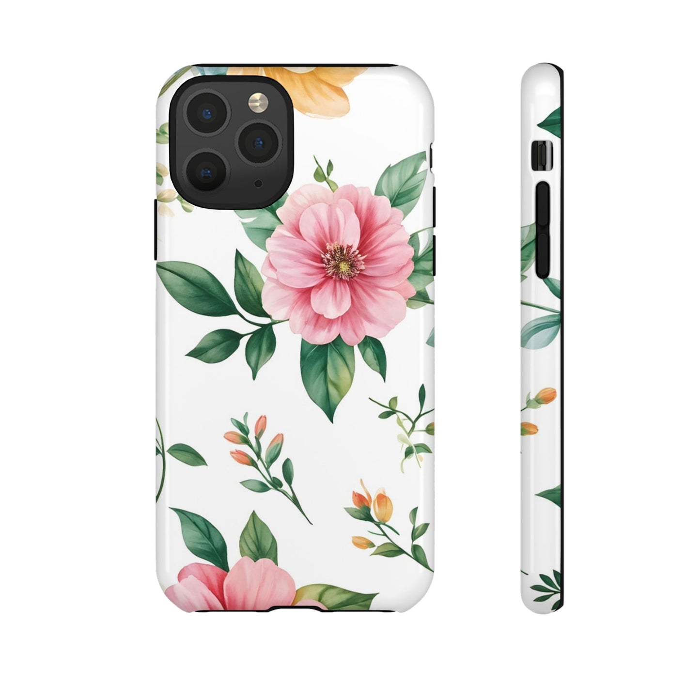 Floral Tough Phone Case — Pink Peony Protective Phone Cover