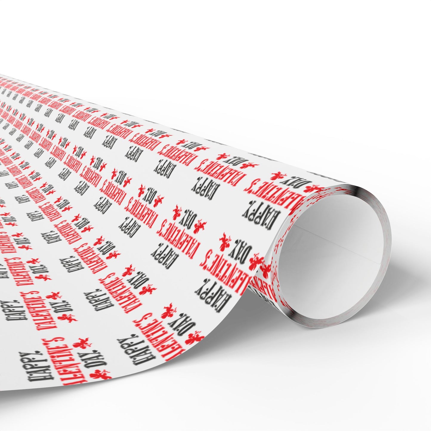 Wrapping Paper Roll — Festive "Happy Valentine's Day" Red & Black Pattern
