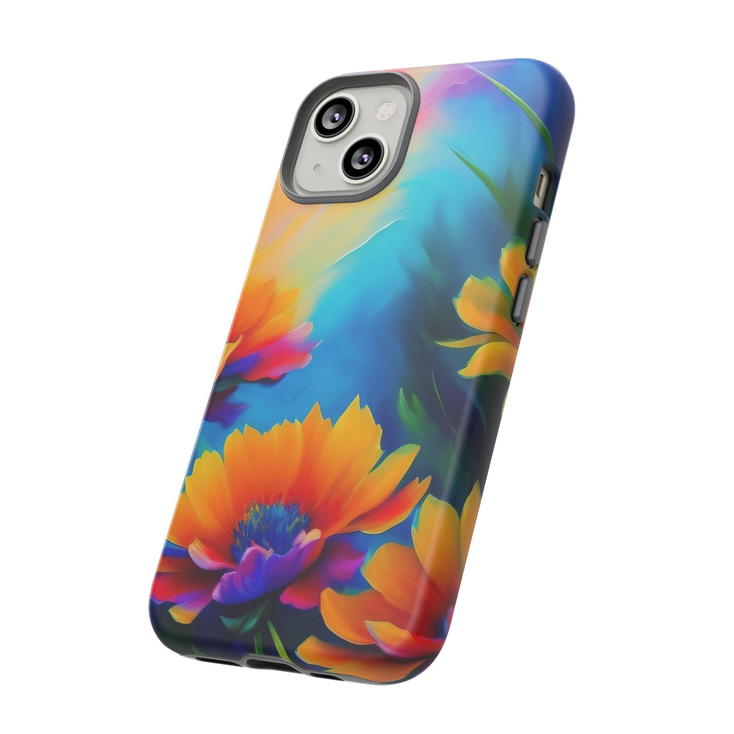 Floral Burst Tough Phone Case — Vibrant Watercolor Flowers Protective Cover