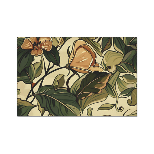 Floral Vine Heavy-Duty Floor Mat — Vintage Botanical Entrance Rug