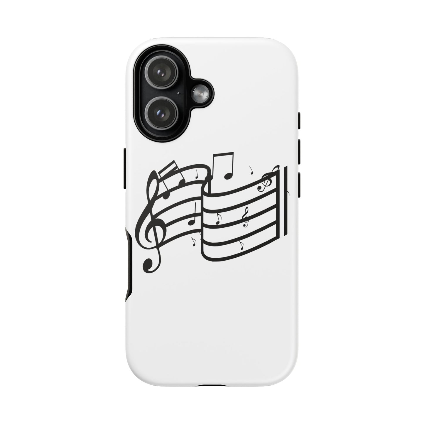 Musical Notes Phone Case — Black Treble Clef Music Staff Tough Case