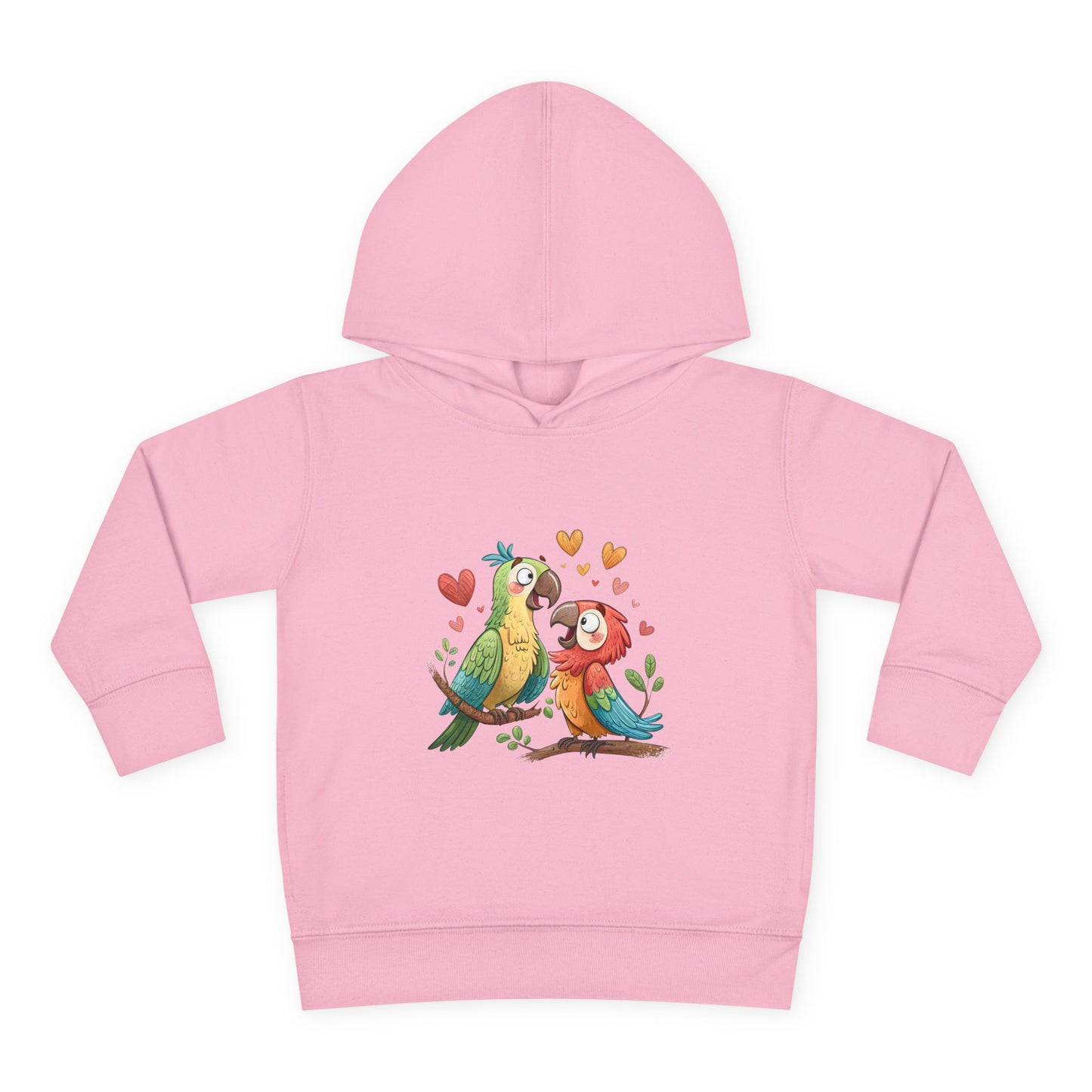 Toddler Hoodie — Cute Parrot Love Pullover (Heart Bird Kids Sweatshirt)