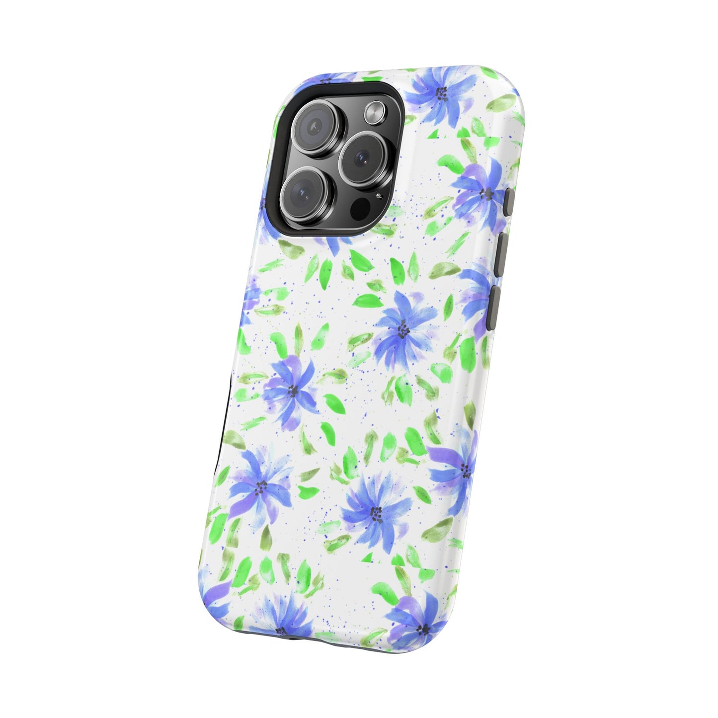 Floral Blue Watercolor Phone Case — Magnetic Impact-Resistant