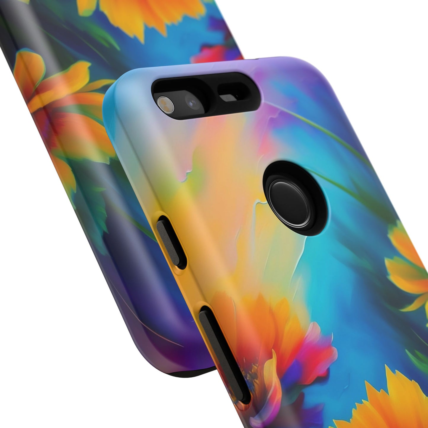 Floral Sunset Tough Phone Case — Vibrant Watercolor Flowers Protective Cover