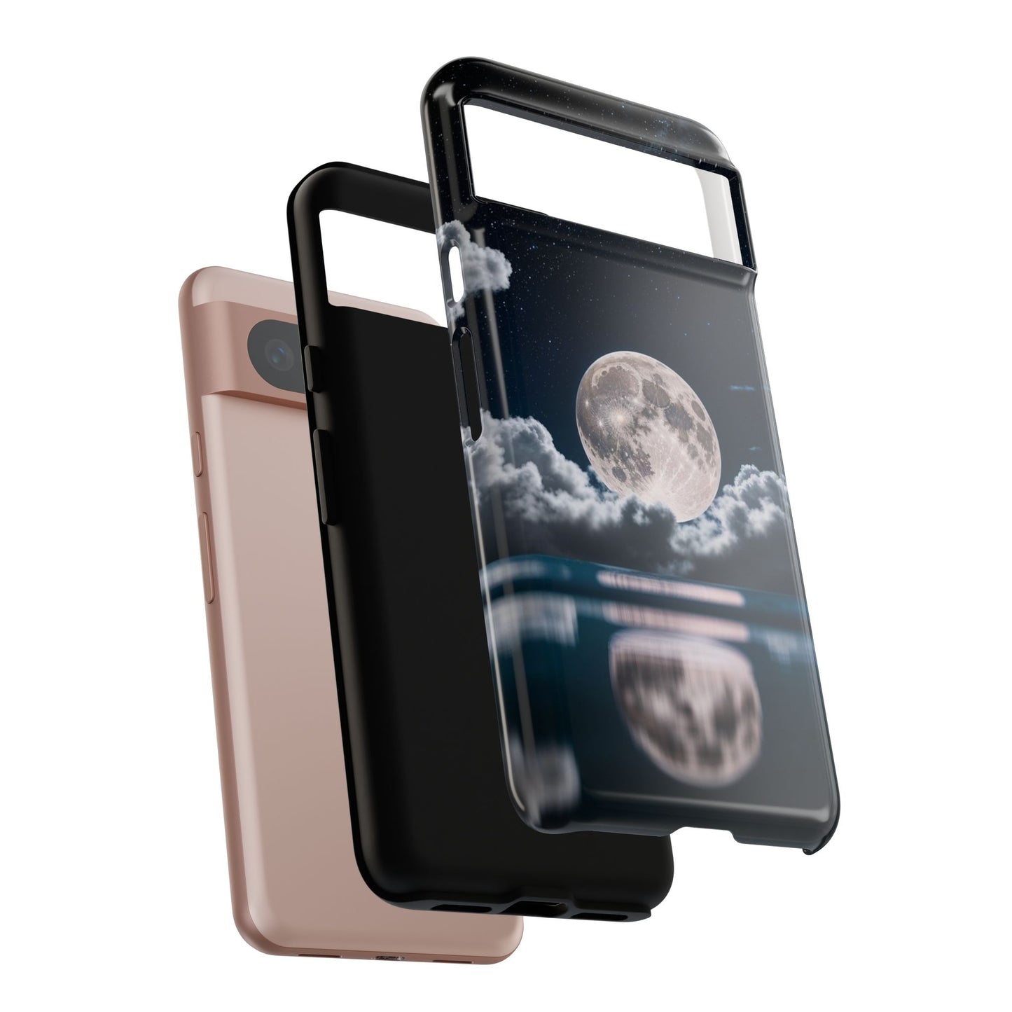 Moonlit Reflection Phone Case — Night Sky Moon & Clouds Tough Case