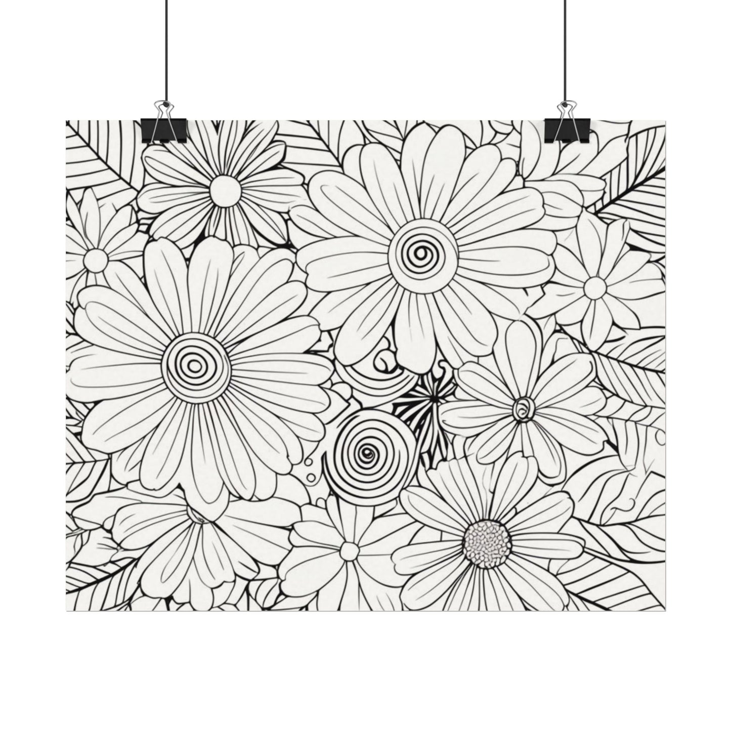 COLOR IT YOURSELF Floral Line Art Poster — Textured Matte Print