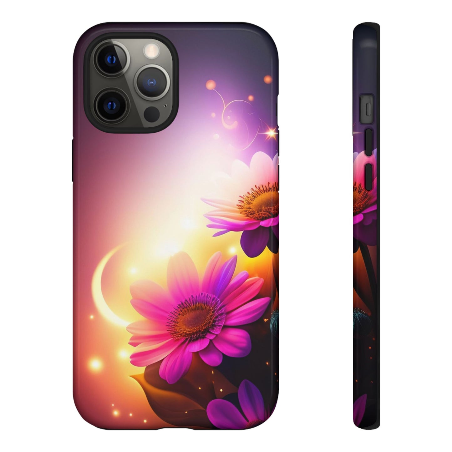 Floral Moonlight Phone Case – Purple Daisy Protective Cover