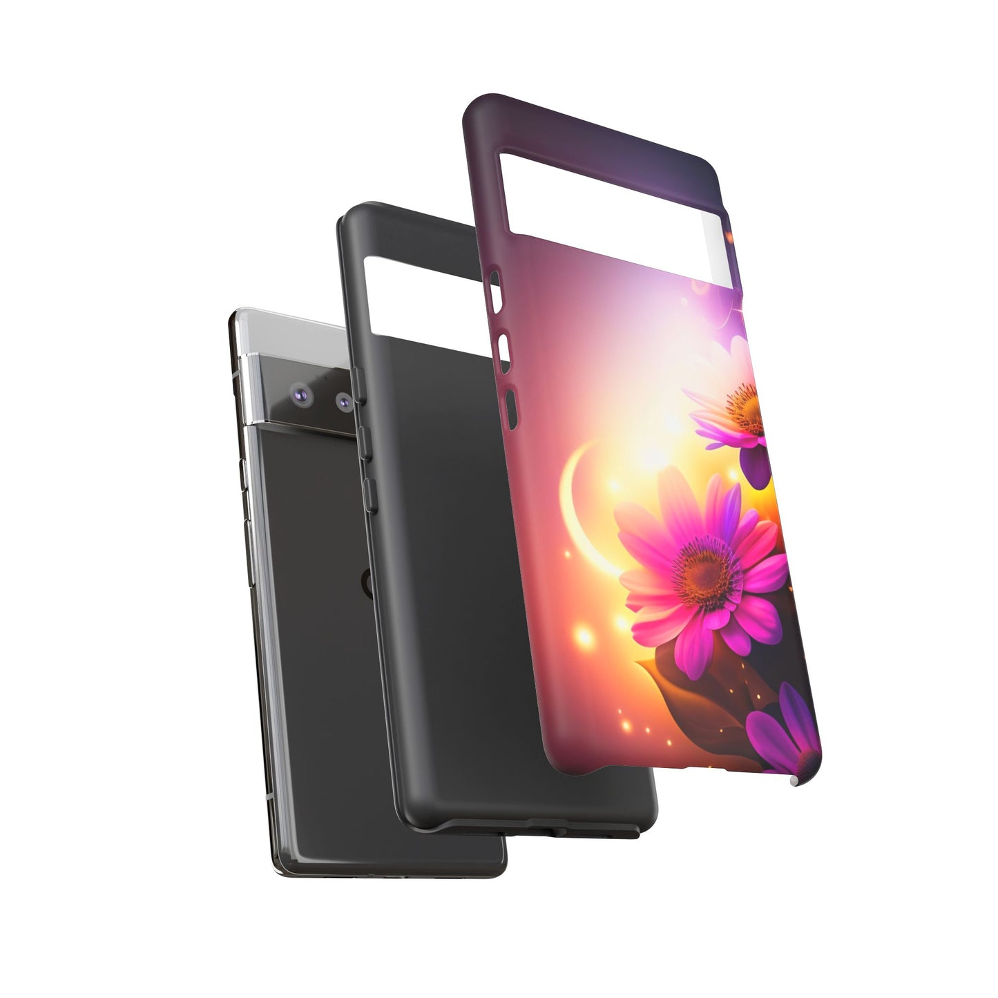 Floral Moonlight Phone Case – Purple Daisy Protective Cover