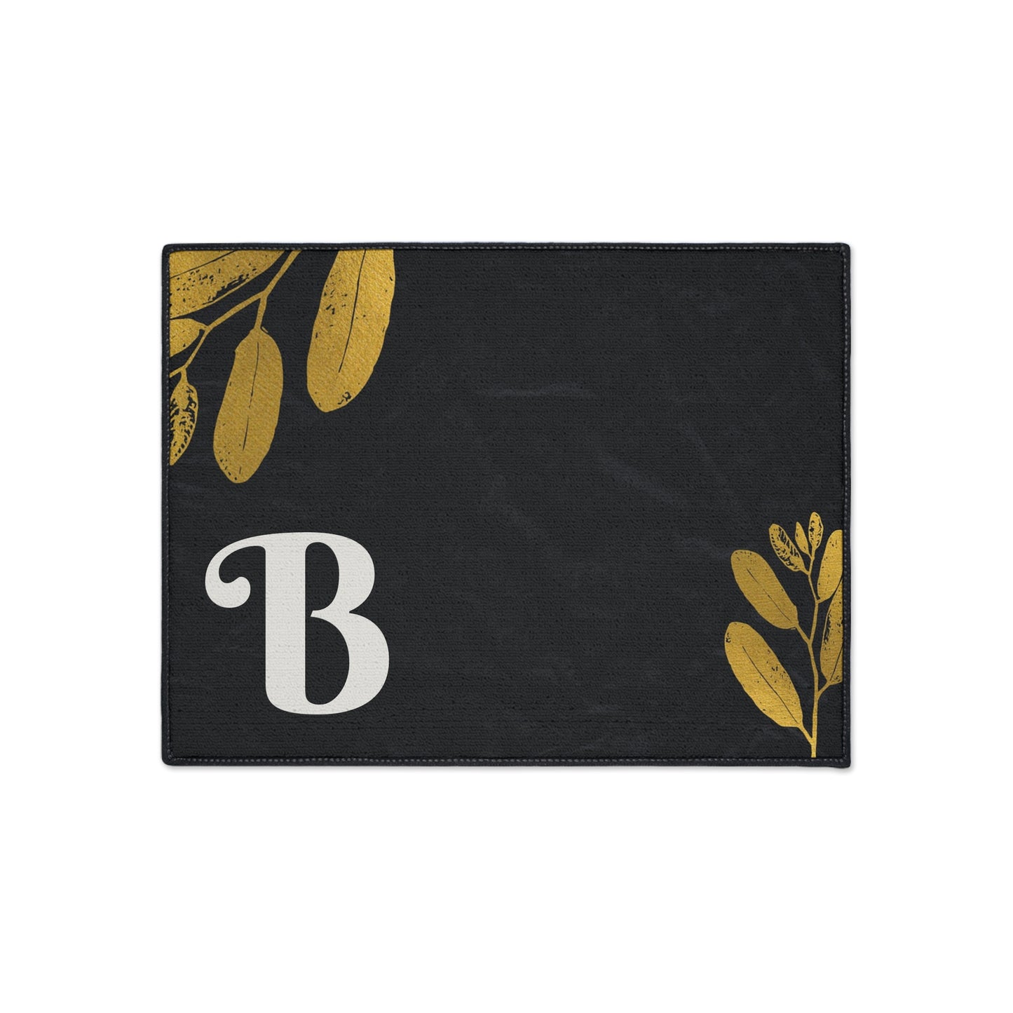 Monogram B Heavy Duty Floor Mat — Black & Gold Botanical Doormat