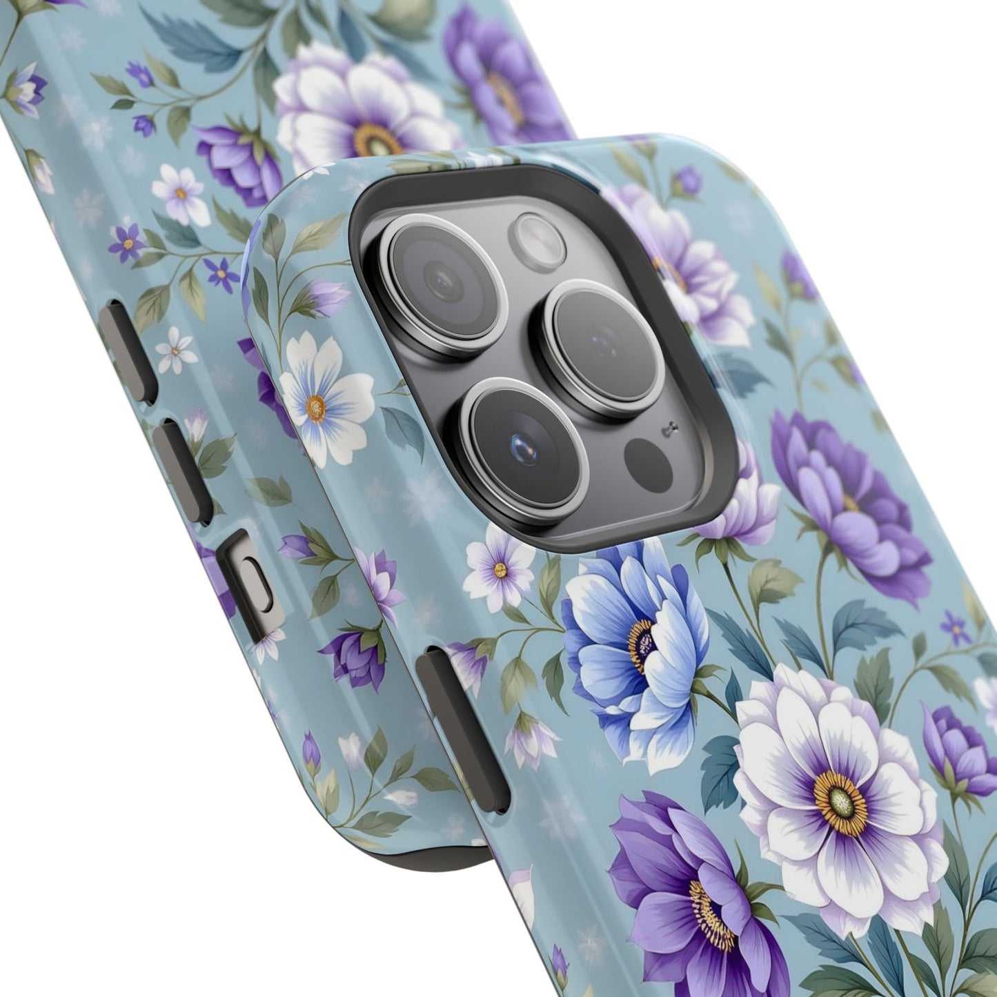 Floral Purple Peony Phone Case — Magnetic Impact‑Resistant Protective Cover